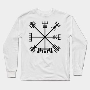 Vegvísir (black symbol) Long Sleeve T-Shirt